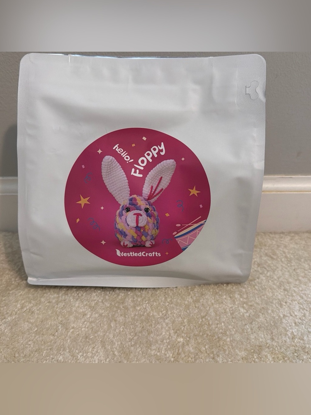 NestledCrafts Hello Floppy Crochet Bunny NEW and SEALED